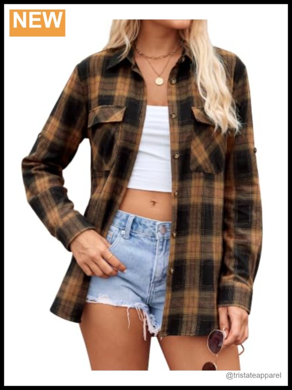 Flannel Shirt Women Long Sleeve Button Down Plaid Oversized Top